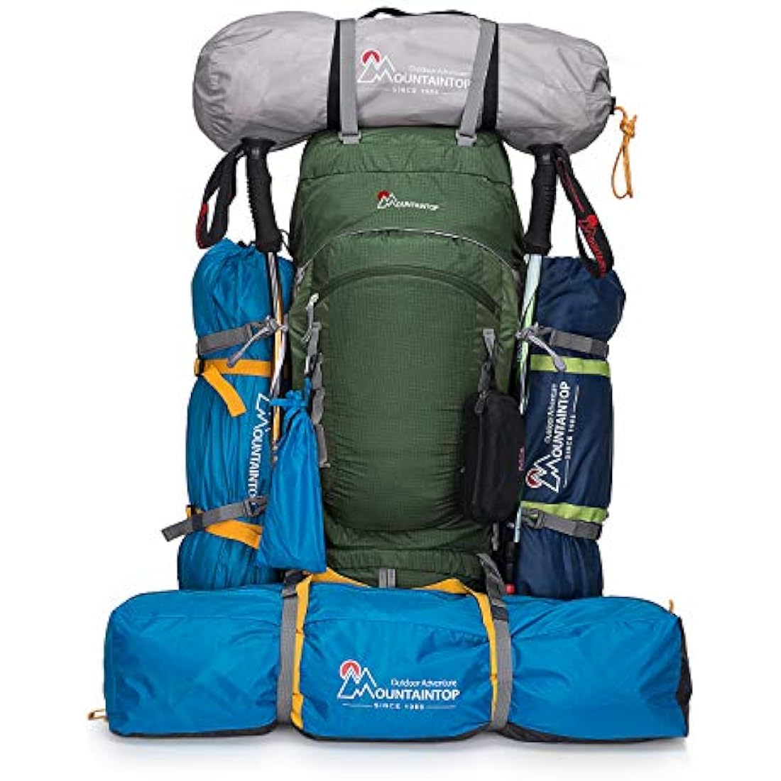 MOUNTAINTOP Hiking Backpack 80L Waterproof Mountaineering Backpack Large Camping Trekking Rucksack Multifunctional Climbing with Rain Cover