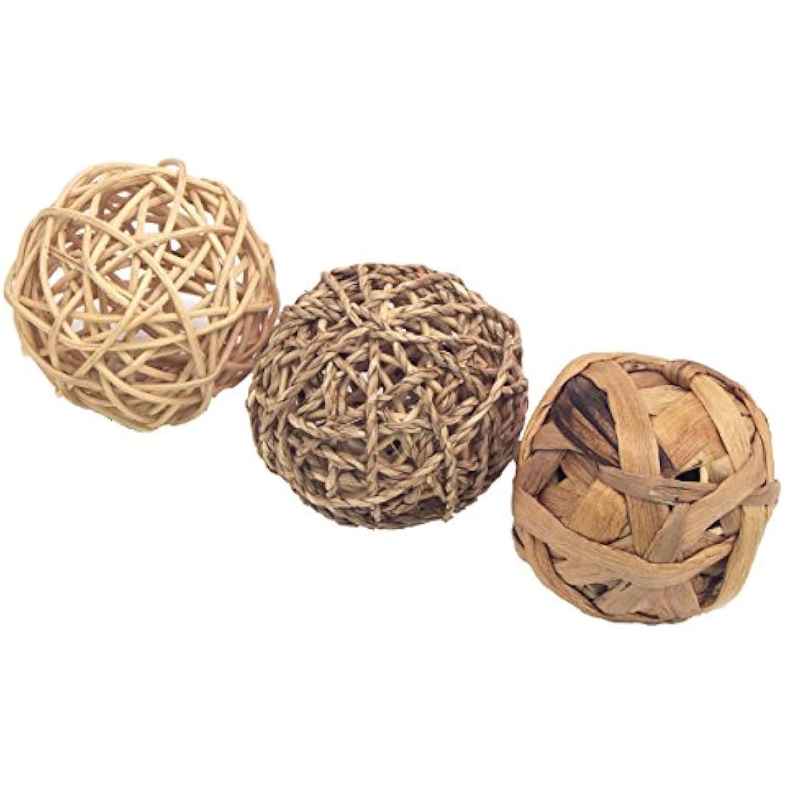 Rosewood Naturals Trio of Fun Balls, Small Animal Activity Toys, Natural Materials Hand Woven for Small Animals (1 x Pack of 3 Balls)