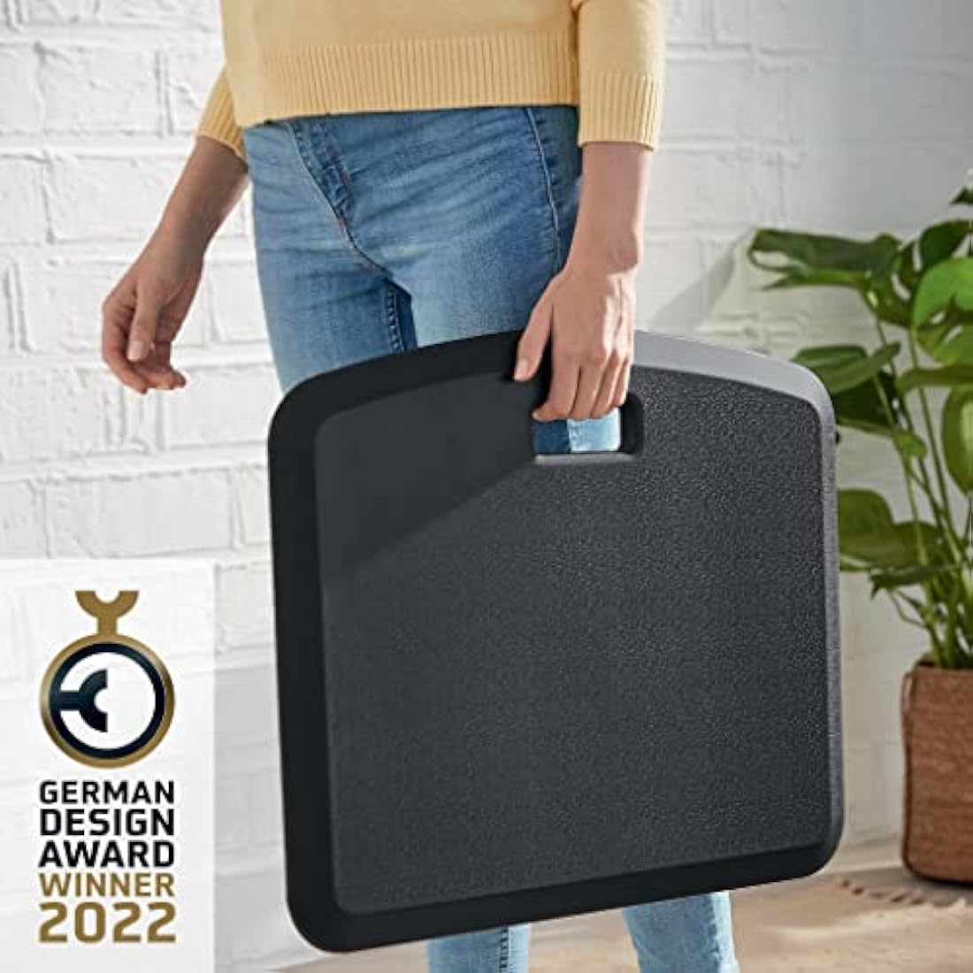 Leitz Anti Fatigue Mat, Cushioned Floor Mat For Home Or Office, Includes Handle, Reduces Fatigue, Leg & Foot Pain, Compact Size, Made From Strong, Soft Foam, Ergo Cosy, Velvet Grey, 53690089
