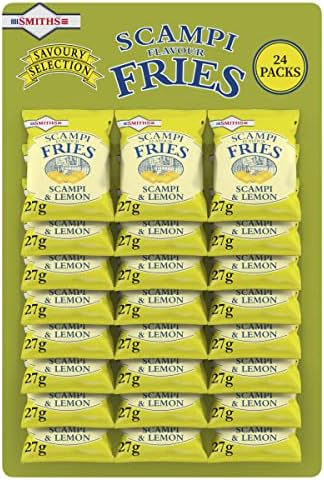Smith's Savoury Selection Scampi & Lemon Fries 27g (Sheet of 24 Bags) - Scampi and Lemon Flavor Cereal Snack [Packaging may vary]