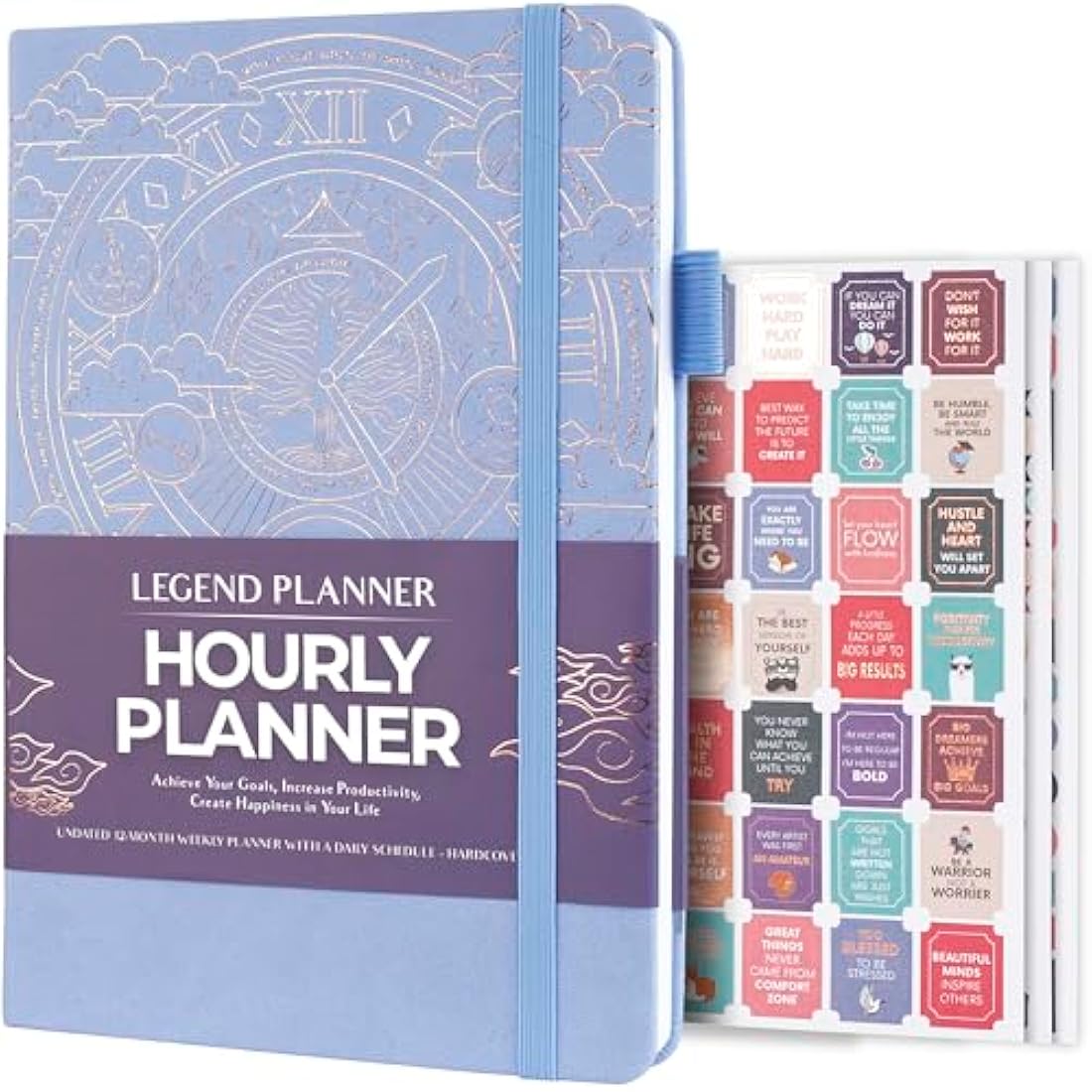 Legend Planner Hourly Schedule – Weekly & Daily Organizer with Time Slots. Appointment Book Journal for Work, Undated, A5 (Periwinkle)