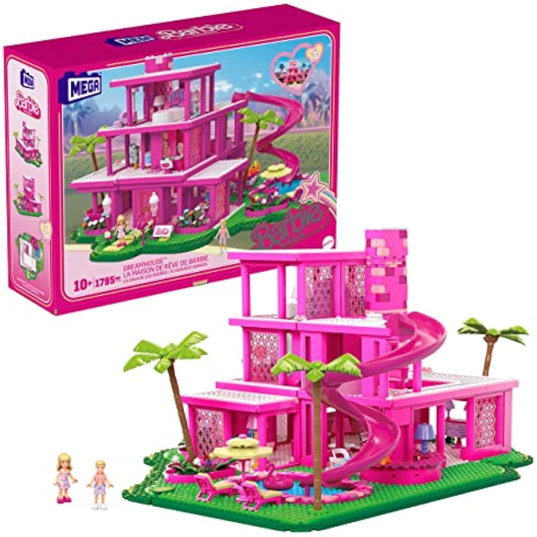 MEGA Barbie The Movie Building Toys for Adults, DreamHouse Replica with 1795 Pieces, Barbie and Ken Micro-Dolls and Accessories, for Collectors, HPH26