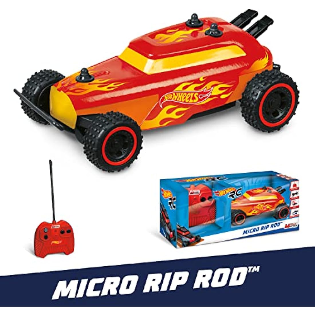 Mondo 63702 Motors-Hot Wheels Micro Rip Rod-RC car for Children-2 Assorted Scale 1:28-63702, Multi-Coloured