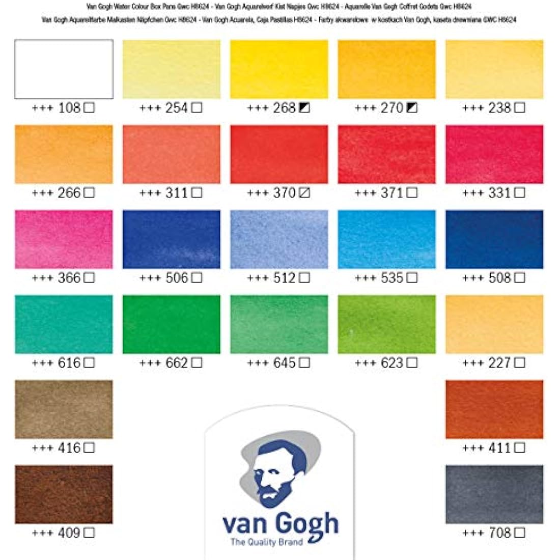 Royal Talens - Van Gogh Water Colour - Wooden Box of 24 Paints with Brush
