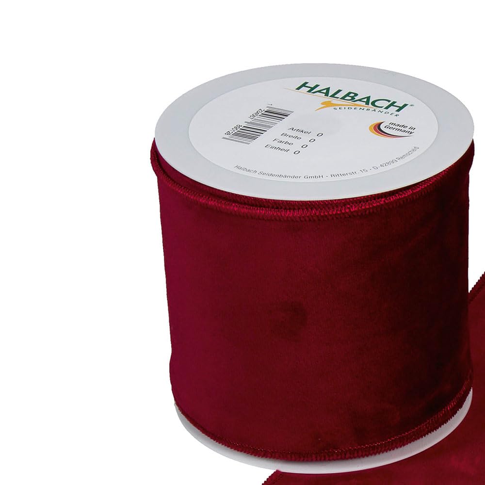 FloristryWarehouse Burgundy Red Christmas Velvet Fabric Ribbon 100mm (4") Wide on 8m roll Wired Edge