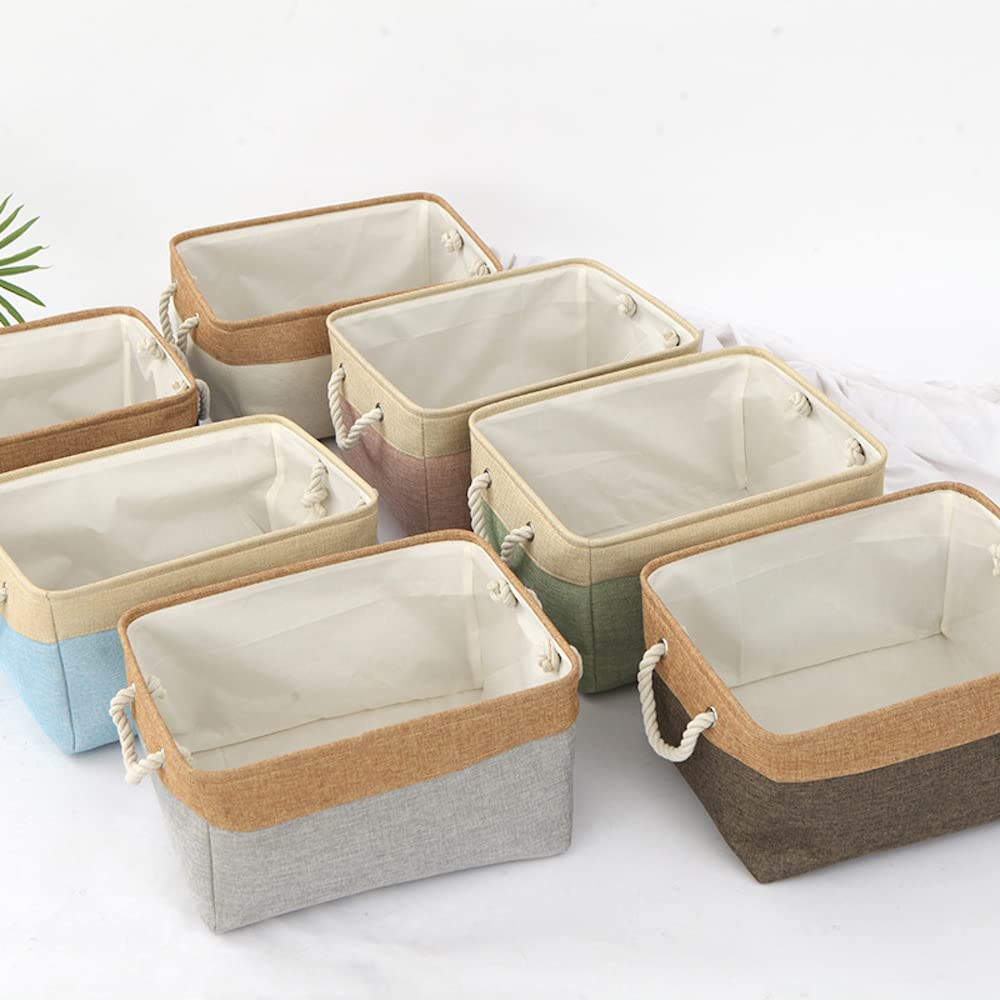 Anevous Foldable Fabric Storage Basket, Grey, 31 x 21 x 13 cm, Linen, Multifunctional Storage Box for Toys, Clothes, Wardrobe