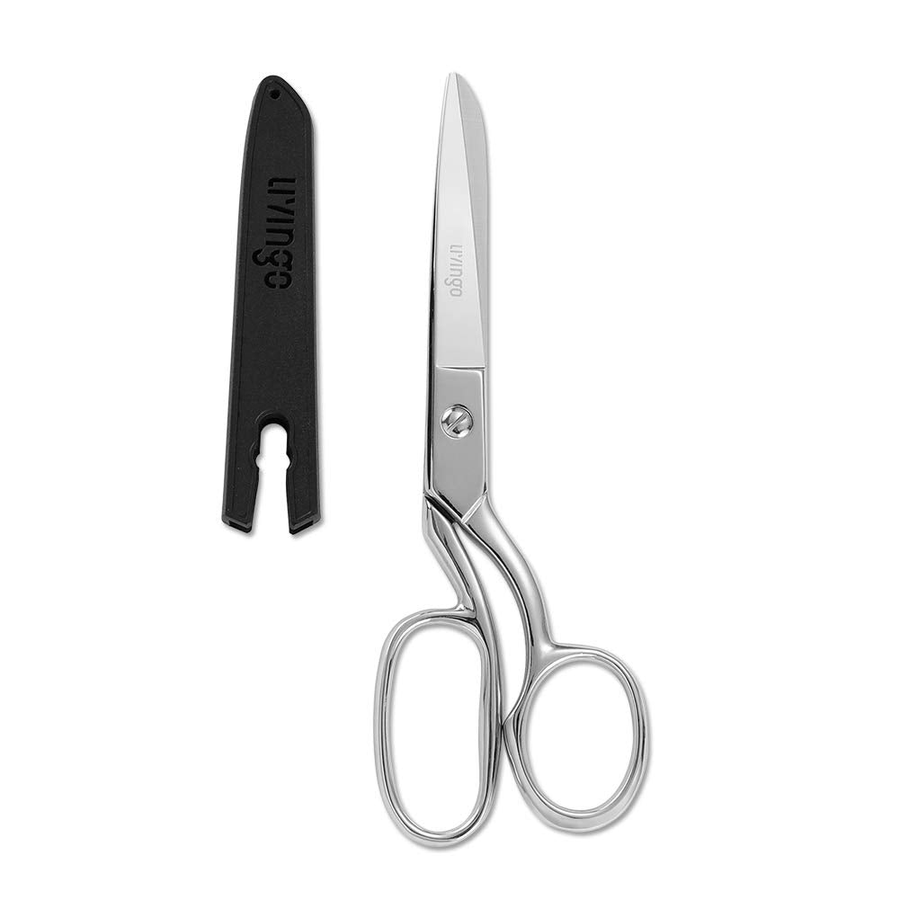 LIVINGO 8" Professional Heavy Duty Tailor Fabric Scissors, Dressmaking scissors for Sewing, Classic Stainless Steel Ultra Sharp Forged Shears, Bent