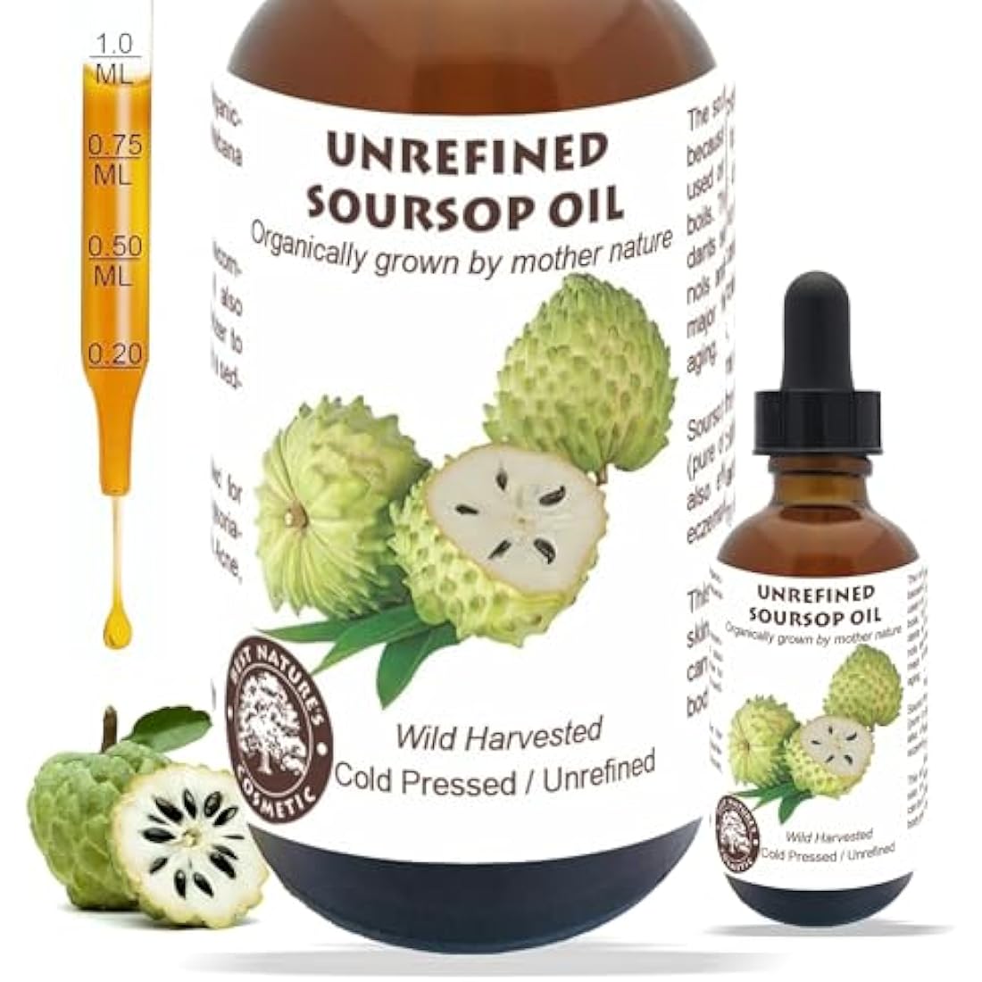 Virgin Organic Soursop Oil (Graviola/Guanabana) – Cold Pressed, Unrefined, Undiluted, 4 fl oz 120ml | Skin & Hair Care