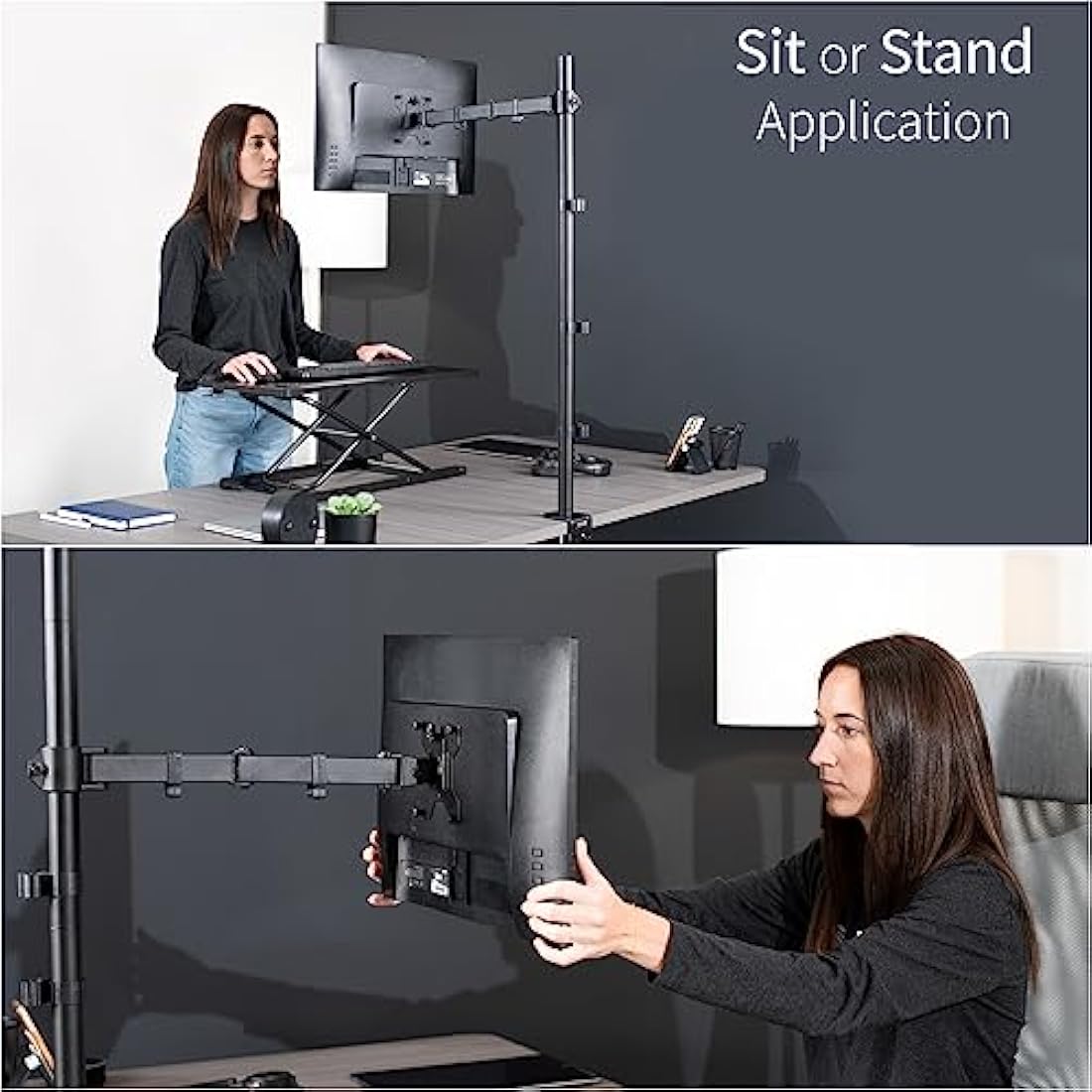 VIVO Extra Tall Single Monitor Desk Mount Stand 39 inch Pole. Features Full Adjustability - Tilt and Articulation, Holds 13 to 32 inch Screens up to 22 lbs with VESA Mounting, Black, STAND-V011