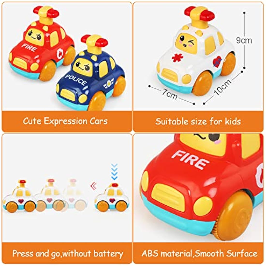 LEADSTAR Baby Toy Cars,Cartoon Wind up Cars for 1 Year Old Boy Gifts Press and Go Toddler Toy for Toddlers 1-3 Baby Toys 12-18 Months Gifts for 1 2 3 Year Old Boys Girls