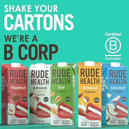 Rude Health 6 x 1 Litre Organic Oat Dairy-Alt Milk, 100% Natural Organic Drink, Lactose Free, Dairy Free & Gluten-Free, No Added Sugar, Award-Winning, Healthy & Vegan, 100% Recyclable Packaging