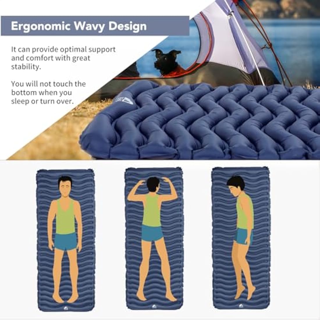 Unigear Ultralight Inflatable Sleeping Pad, Compact Air Camping Mat,Lightweight Camping Mattress for Backpacking, Hiking and Traveling