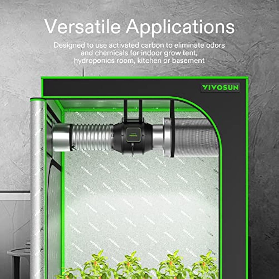 VIVOSUN 8 Inch Air Carbon Filter Smelliness Control with Australia Virgin Charcoal for Inline Duct Fan, Grow Tent,Pre-Filter Included, Reversible Flange 8"x 20"