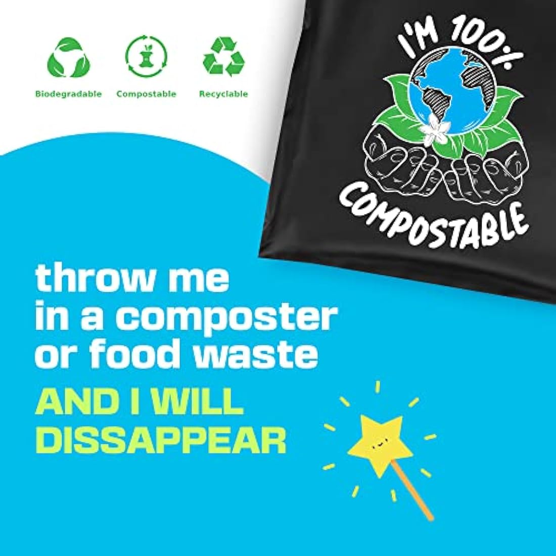 Compostable Mailing Bags,Biodegradable Mailing Bags,Eco Friendly Mailers 7 x 9" (18.5 x 23 cm) |25PK|