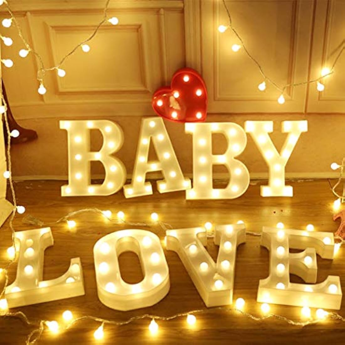 HONPHIER® Letter Lights Decorative LED Alphabet Lights Marquee Decoration Light Up Sign Night Light Battery Operated for Birthday Party Wedding Receptions Holiday Bar Home Bedroom Bath Bar Decor (N)