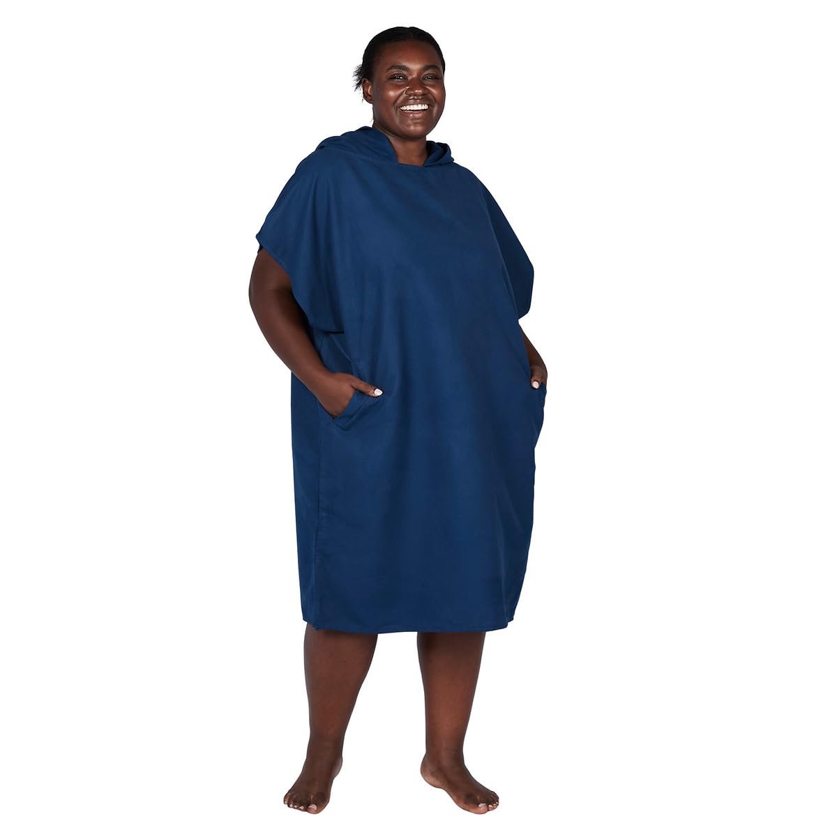 Dock & Bay Adult Beach Poncho - Hooded Towel with Deep Pockets - For Beach & Pool - Super Absorbent, Quick Dry - Go Faster - Yosemite Navy, Small