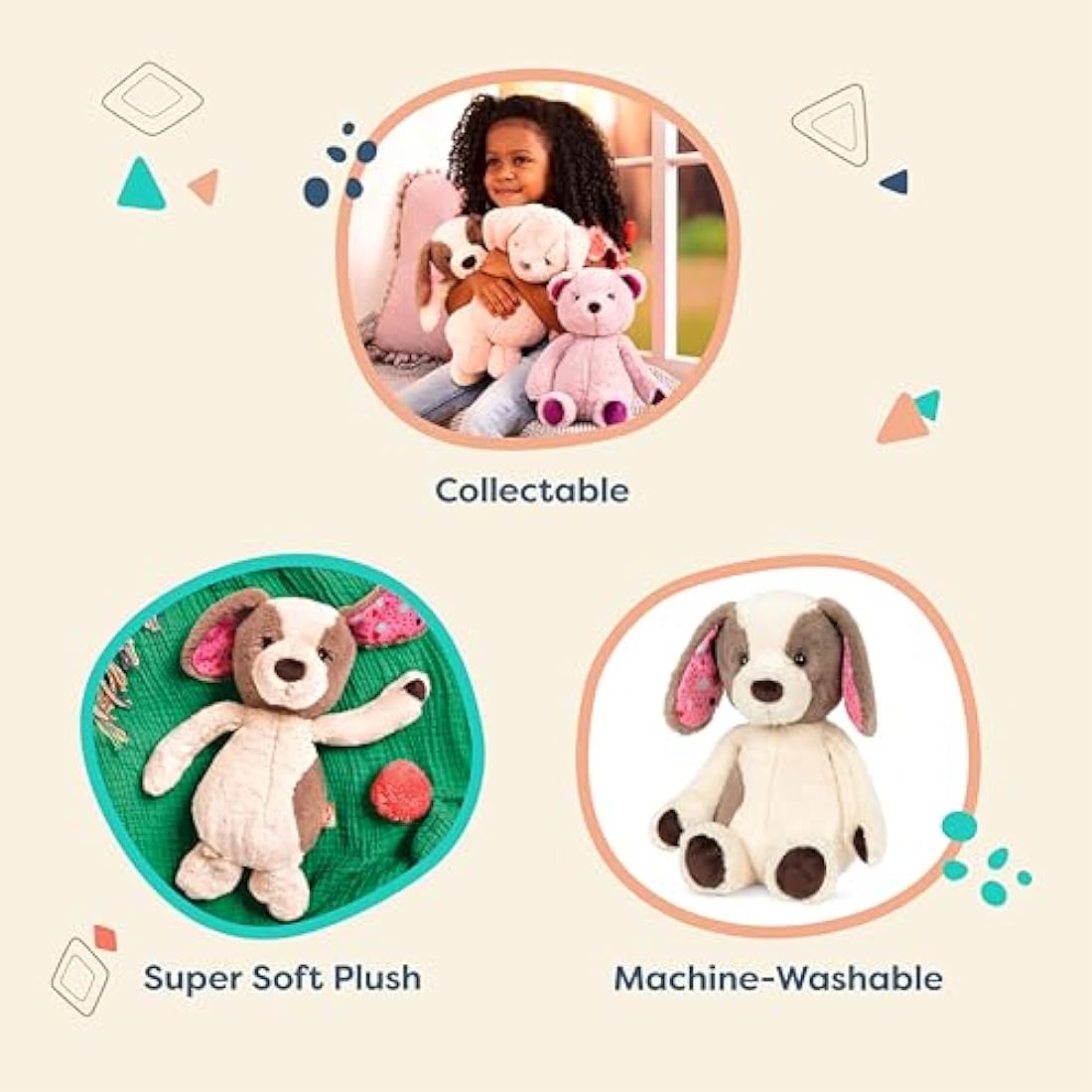 B. toys – 12-Inch Plush Dog – Huggable Dog Stuffed Animal Toy – Soft & Cuddly Plush Puppy – Washable – Babies, Toddlers, Kids – Happy Hues – Cupcake Pup – 0+ Months