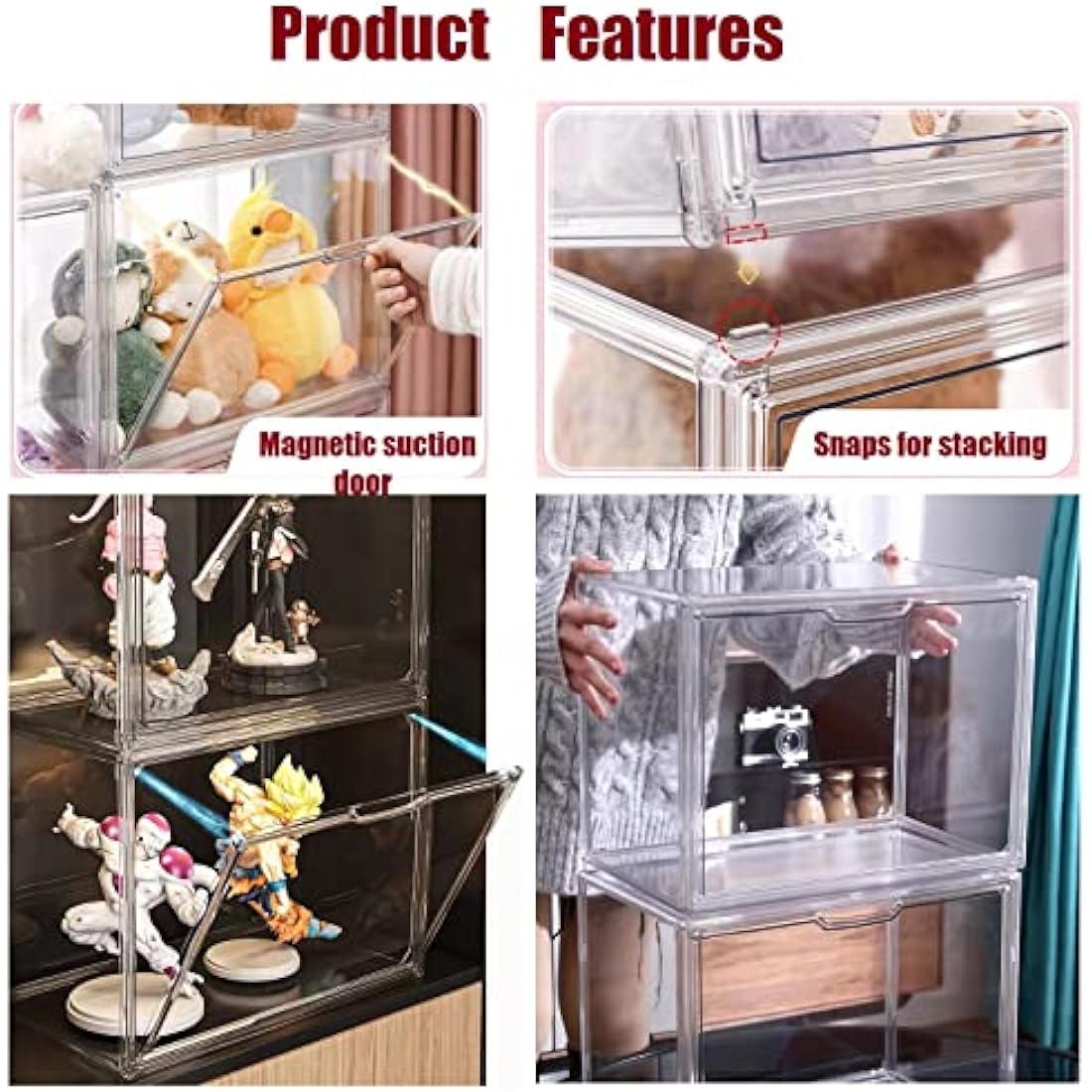 Siyecioa Acrylic Display Case for Collectibles, Transparent Acrylic Display Box with Door, Organizer & Protectors for Pop Figures, Funko Pop、Blind Box、Lego、Minifigure Figurines、Trophy（36×22×27cm）