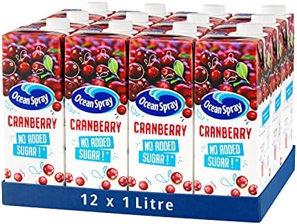 Ocean Spray Classic Cranberry Juice with No Added Sugar, 1L Carton (12-Pack)
