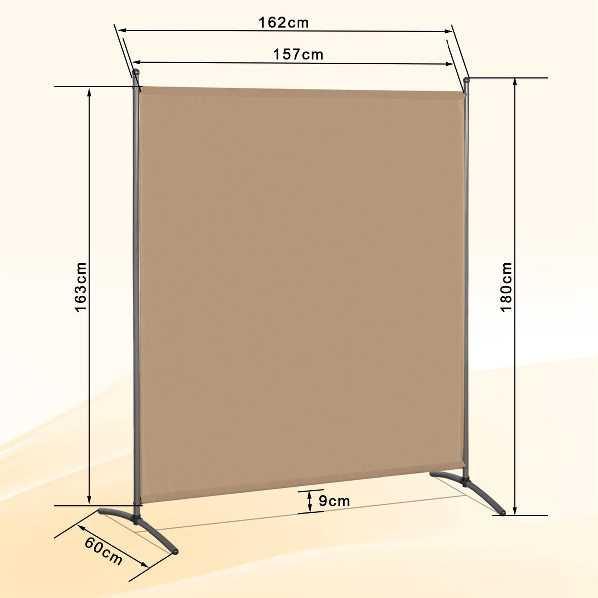 Angel Living 1 Panel Room Divider, Privacy Screen Composed of Polyester Fabric and Sturdy Iron Frame