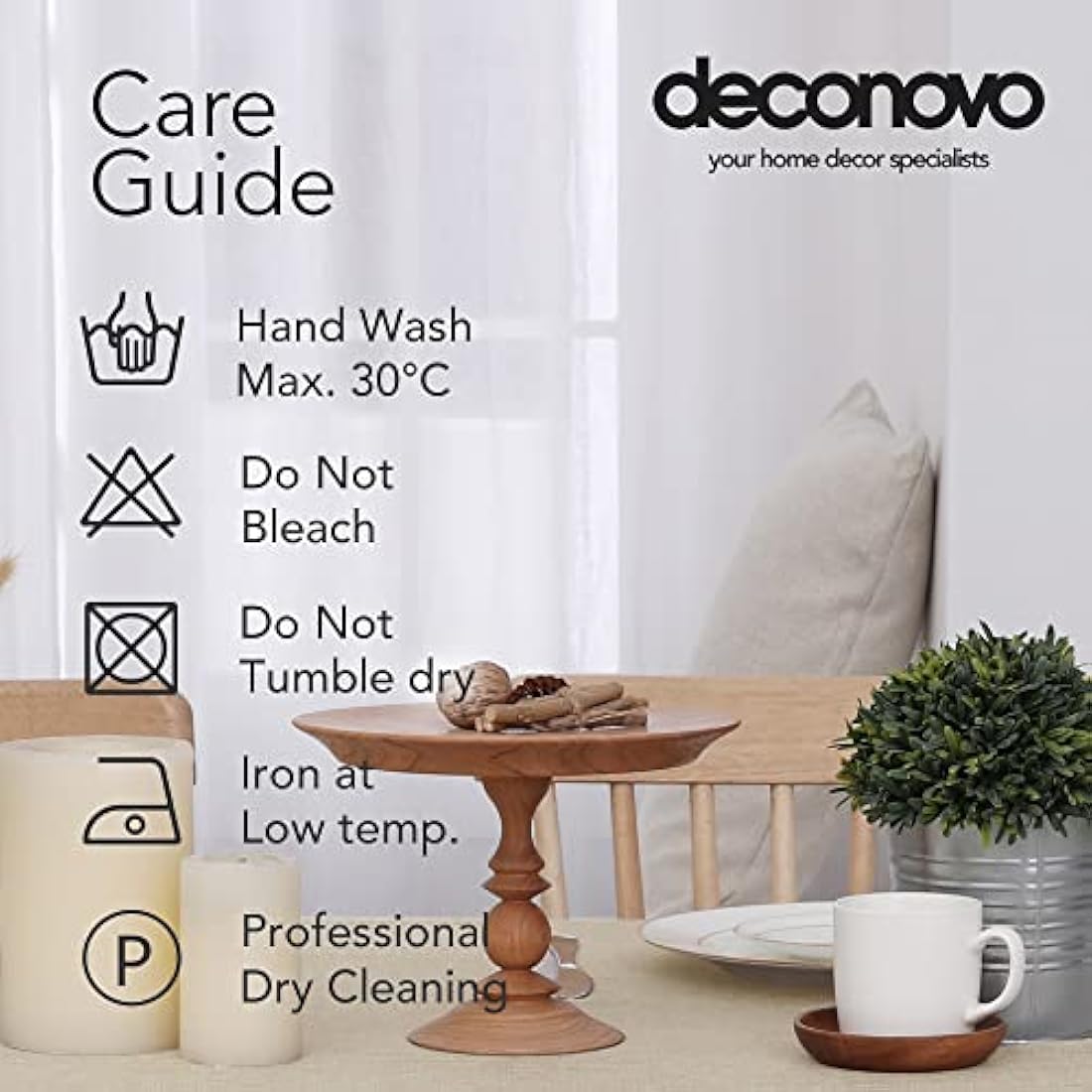 Deconovo Faux Linen Wipeable Tablecloth Rectangle Table Cover for Party 52x70in(132x178cm) Beige