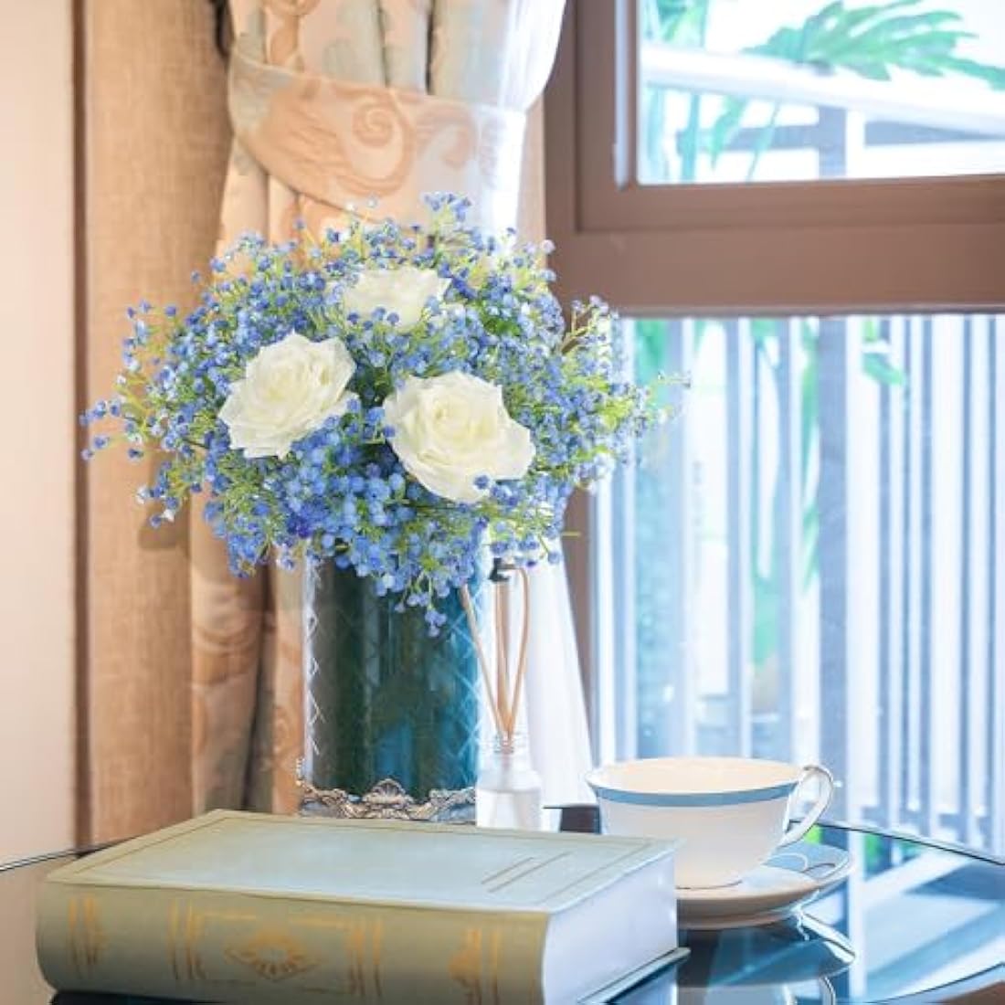 N&T NIETING Gypsophila Artificial Flowers, Baby Breath Flowers Artificial 10Pcs Fake Gypsophila for DIY Wedding Bouquet Party Table Centerpieces Flower Arrangements and Home Decor(Blue)