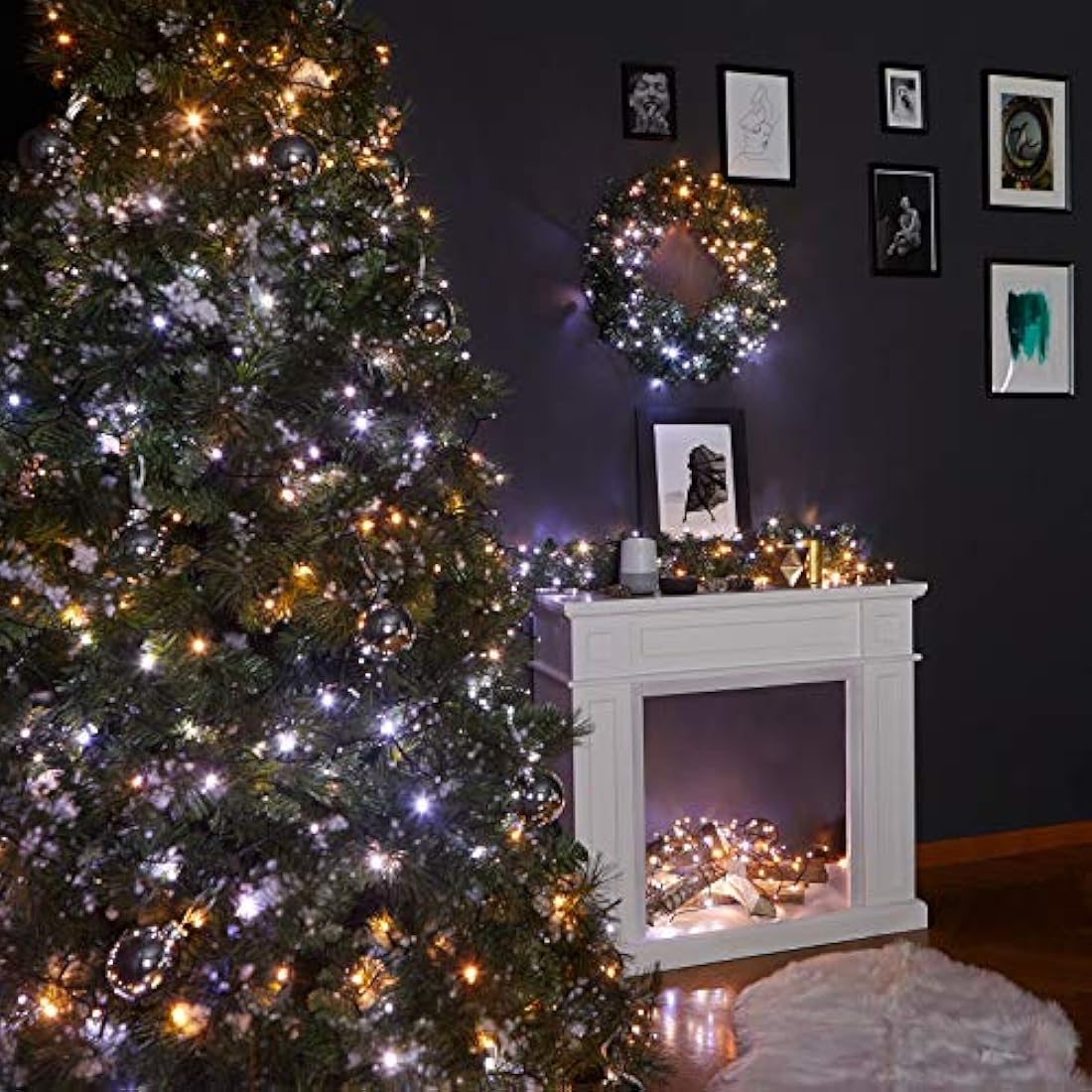 Twinkly Strings 400 White LED, LED Light String for Outdoor and Indoor, White Lights from Warm to Cool, Mappable LEDs, Compatible with Alexa, Google Home, IP44, App Control, Black Wire, 32m