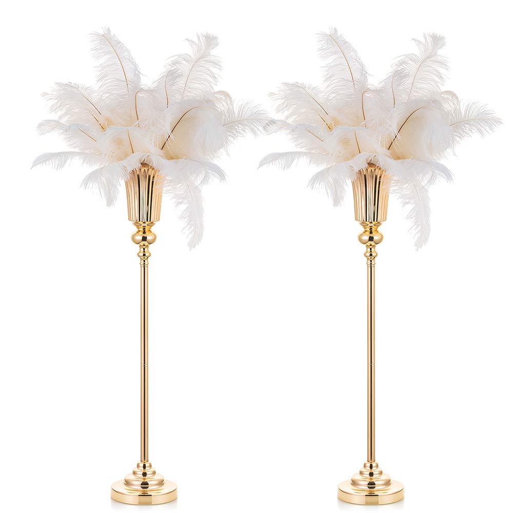 NUPTIO Gold Vase Centrepieces Tall: 2 Pcs 77.5cm Wedding Table Centerpieces Trumpet Vases Metal Flower Stand for Party Anniversary Ceremony Birthday