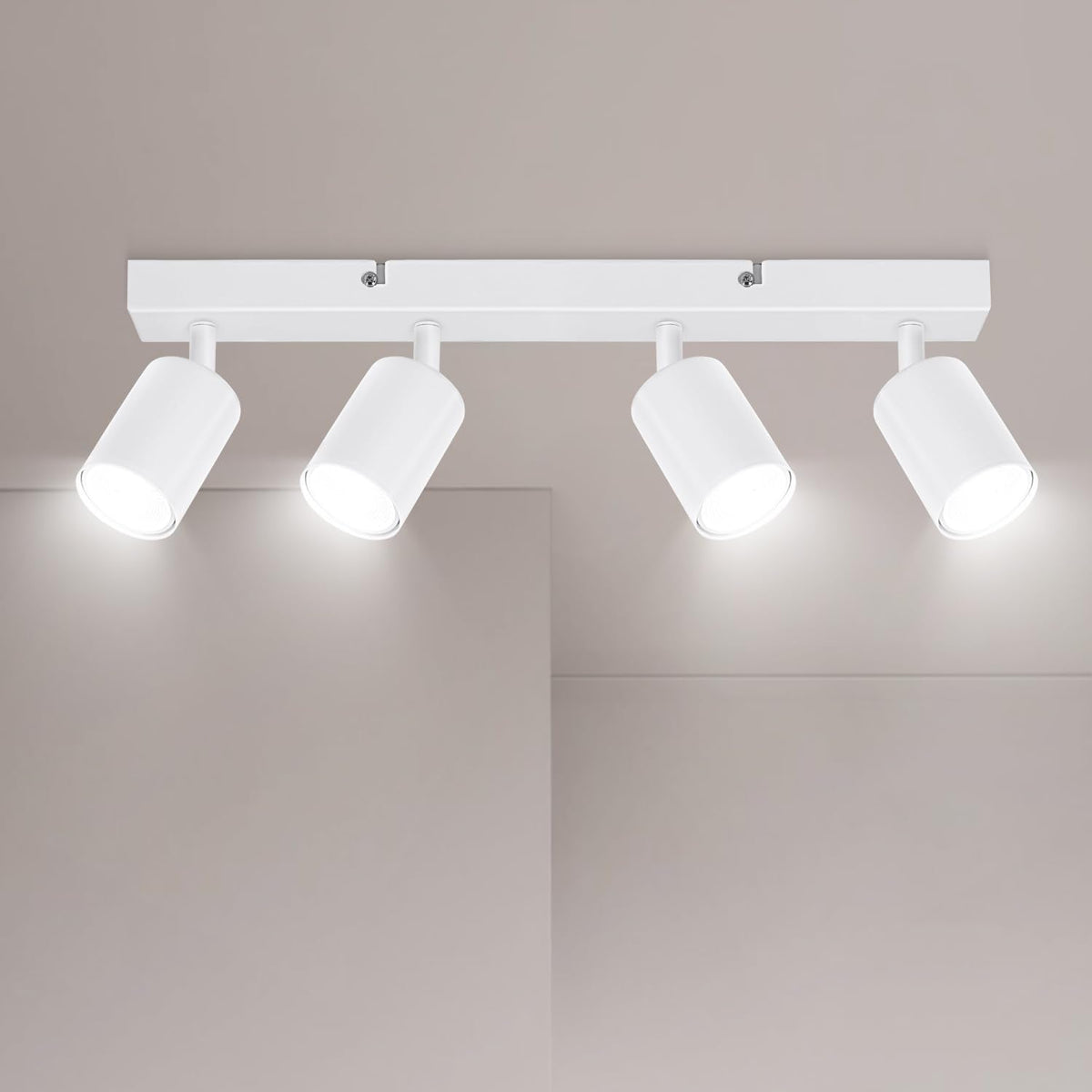Ketom Adjustable 4 Way Ceiling Spotlight Fitting - GU10 LED Ceiling Light Rotatable - Indoor Spotlights Ceiling Lights - Modern White Metal Ceiling
