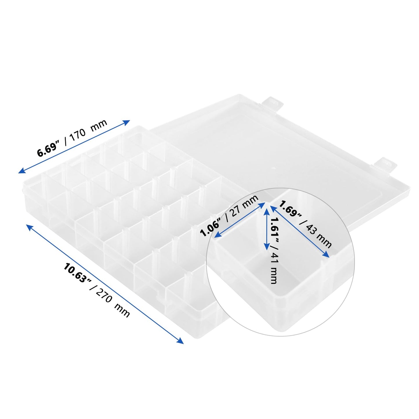 MANCHAP 6 PCS 36 Grids Adjustable Plastic Jewellery Storage Box, Clear Bead Storage Box for Earrings, Small Accessories