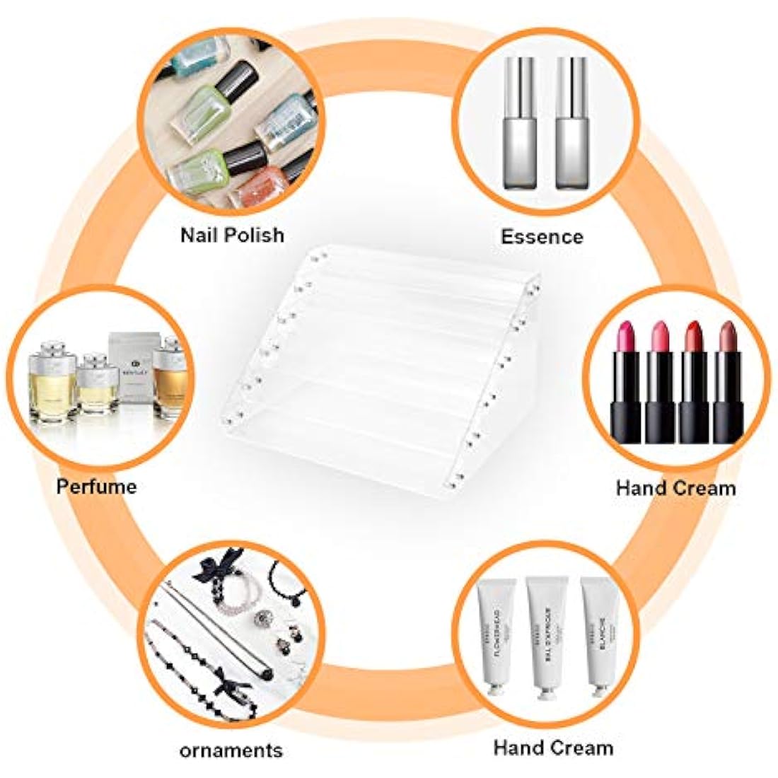 BTremary 6 Tiers Clear Nail Polish Display Rack Stand Holder,Acrylic Nail Polish Organiser Storage Rack Shelf Holds up to 96 Bottles,Essential Oil Paints Ink Holder (Fit 1-2oz Bottles)