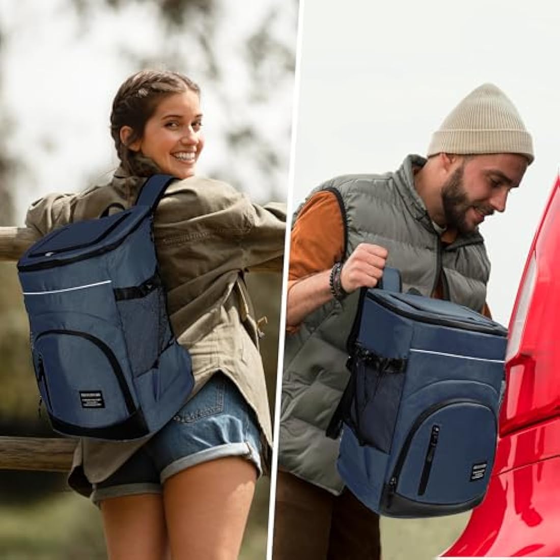 Outplea 30L Cooler Backpack, 36 Cans Insulated Soft Cooler Bag with Top Easy Access Pocket, Leak Proof Picnic Backpack for Beach Travel Camping BBQ