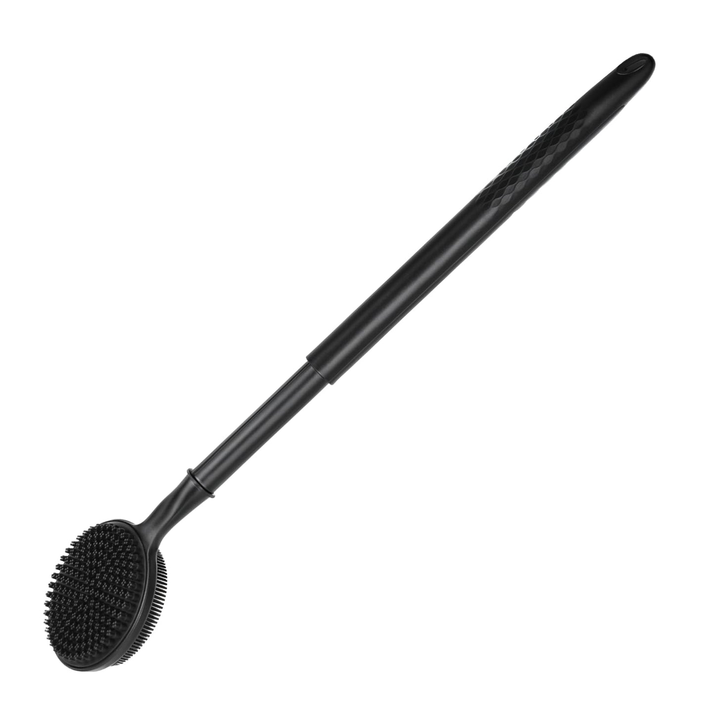 Wiseten Silicone Body Scrubber, Back Scrubber Body Brush with 15.7-23.6" Long Retractable Handle, Double Sided Shower Brush for Shower Exfoliating and
