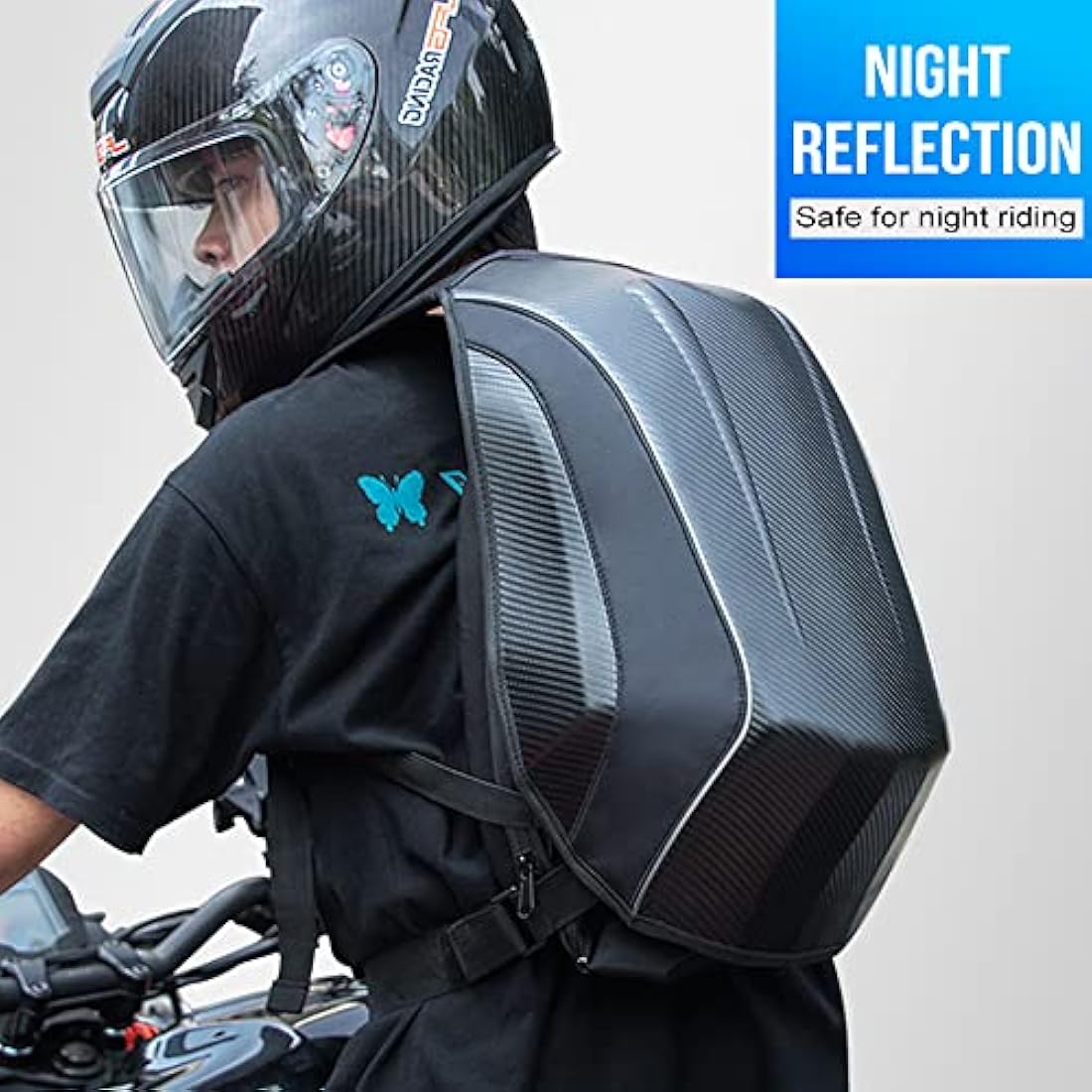 Motorcycle Hardshell Backpack,Carbon Fiber Motorbike Rucksack Storage Bag Large Capacity,Waterproof Laptop Backpack Luggage Bag for Travelling Camping Cycling Storage