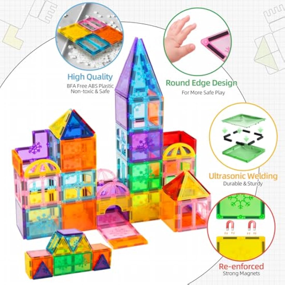 Xekel 120PCS Magnetic Building Blocks, Magnetic Tiles 3D Kids Toys Sets, Building Construction Educational STEM Toys for 3+ Year Old Boys and Girls Christmas Birthday Gifts