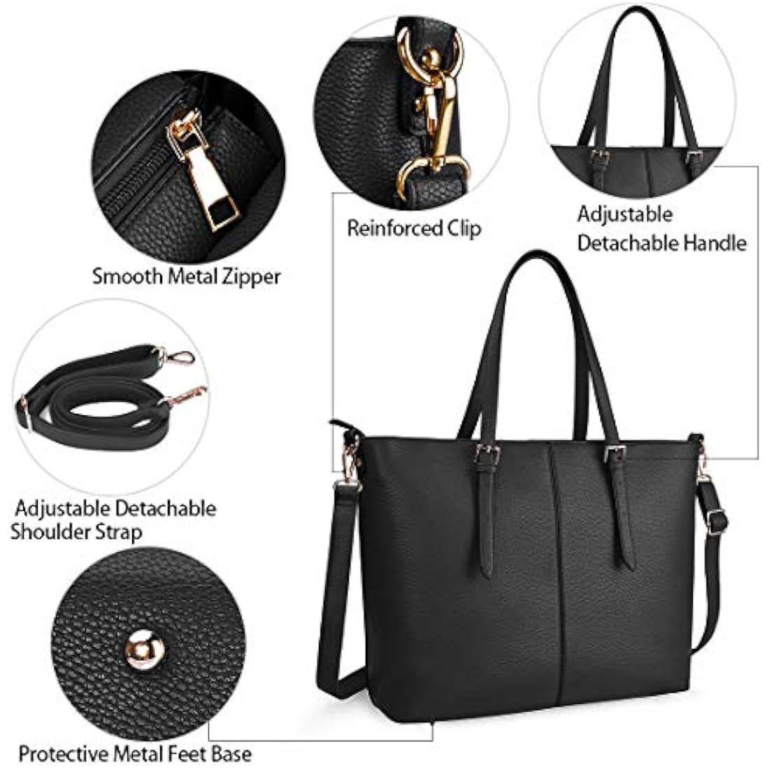 NUBILY Women Handbag Laptop Tote Bag 15.6 Inch Large Leather Shoulder Bag Designer Lightweight Computer Tote Bag Lady Stylish Handbags for Work Business School College Travel