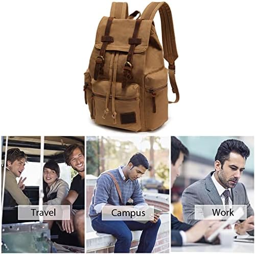 FANDARE Backpack Hiking Daypacks Computers Laptop Rucksack Satchel Bookbag Mountaineering Multi-Function Vintage Canvas Bag Women and Men Green(Size: Large)