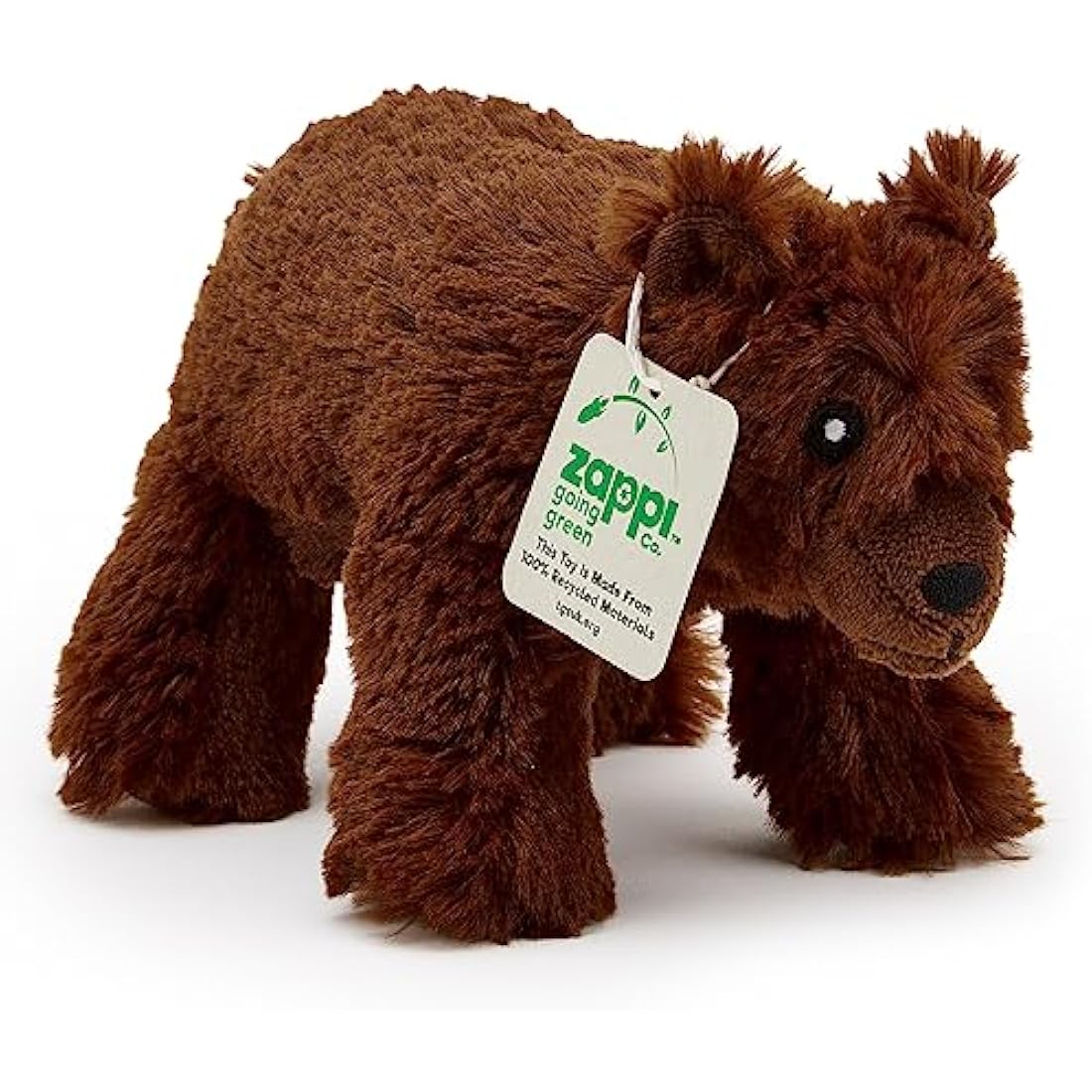 Zappi Co Ultra Soft Grizzly Bear Plush Toy (21cm Length) - 100% Recycled, Eco-Friendly, Newborn Gift, Realistic Lifelike