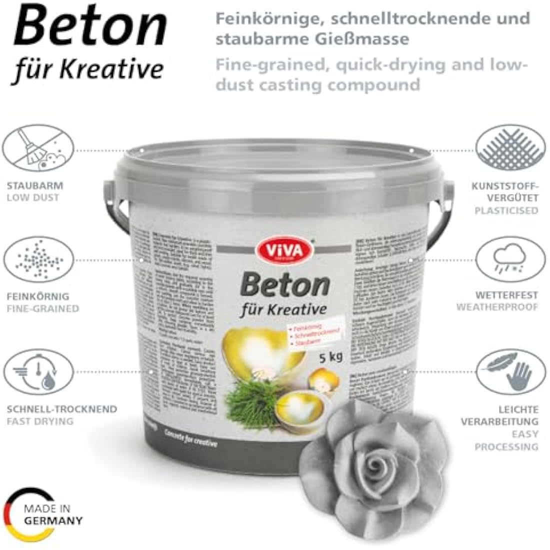 Viva Decor VD940400099 Concrete for Creatives, Grey, 5 kg