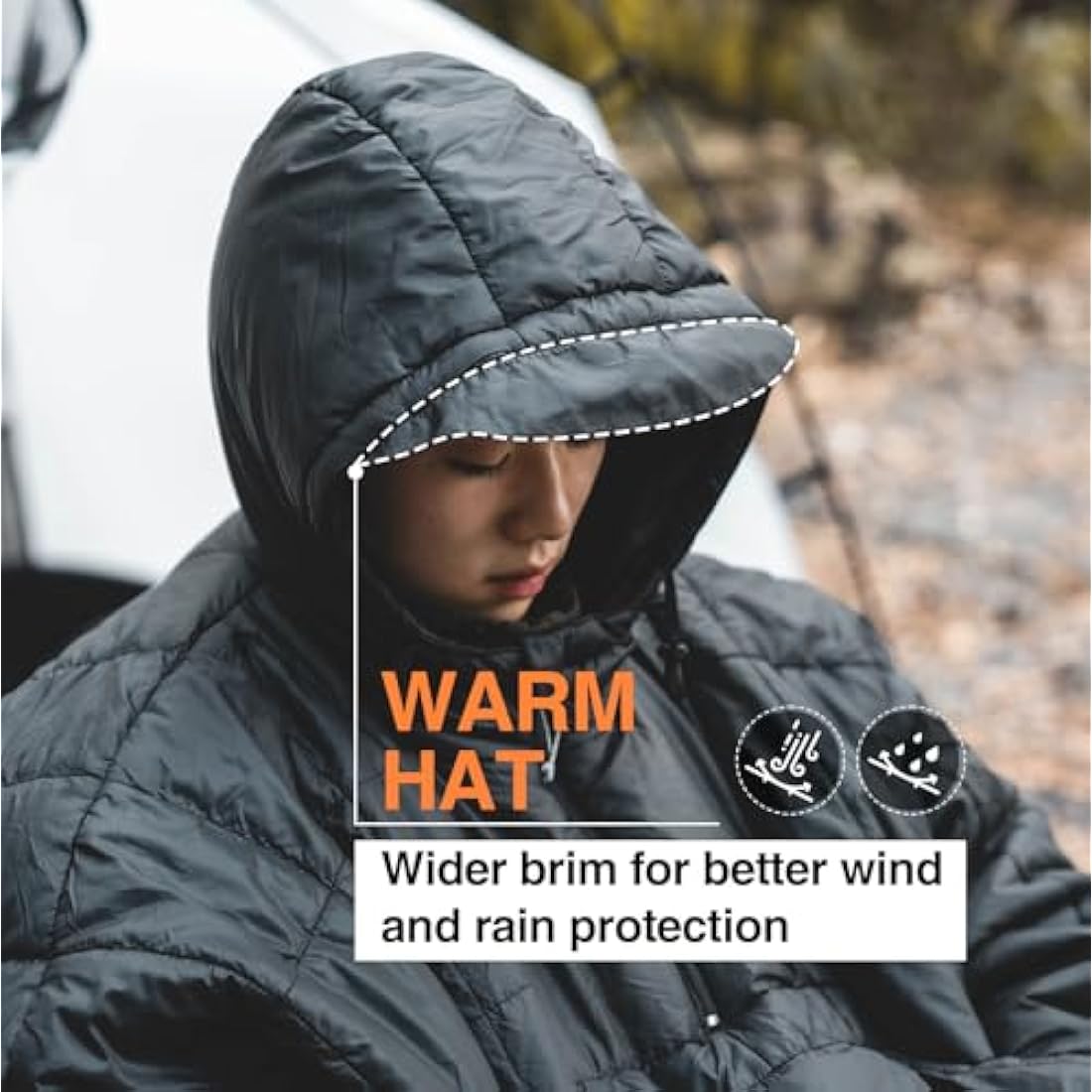 OneTigris Camping Blanket Poncho with Recycled 3M Thinsulate Insulation,Wearable Hoodie Blanket | Ultralight Water-Resistant Warm Camping Blanket for Outdoor, Hiking, Stadium
