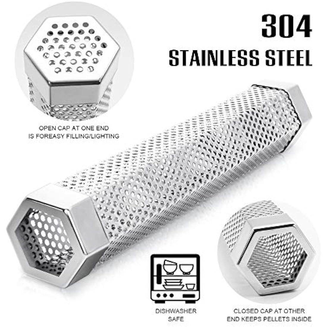 BEWAVE Pellet Smoker Tube for All Grill Electric Gas Charcoal or Smokers Hot/Cold Smoking, Free Tube Brush, 15&30 CM