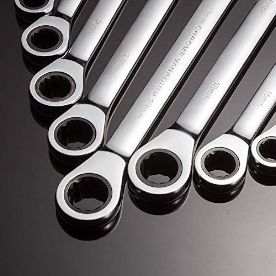 Qnkaa Ratchet Spanner Set Combination Wrench 12 Piece Metric Sizes from 8mm to 19mm with Roll Bag, Perfect for Home, Bike, Car Repairs
