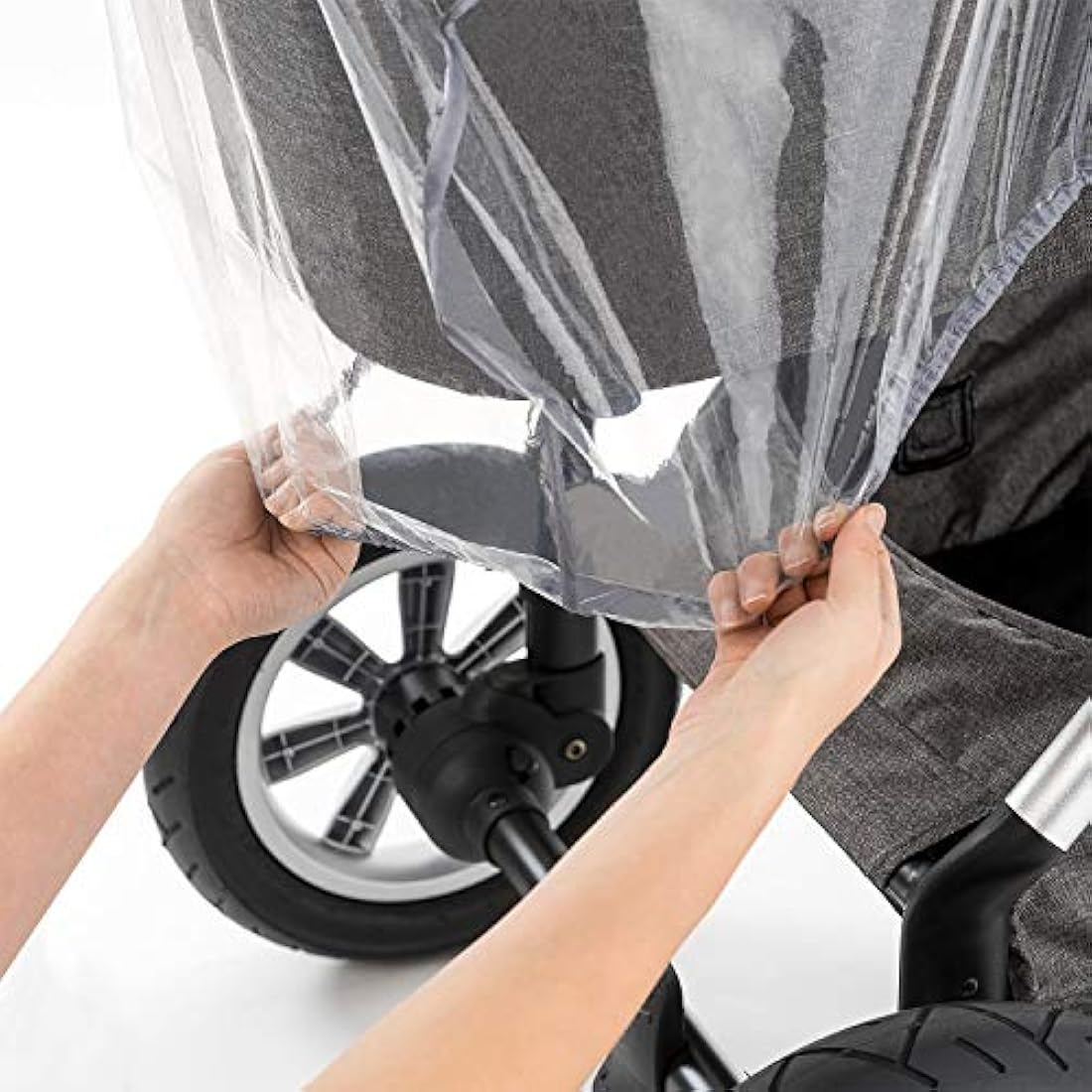 Zamboo Universal Rain Cover for Pram Carrycot (e.g. Hauck, Joie, ABC-Design etc.) | Air Circulating, Water Resistant and Durable Baby Protection Rain Shield (PVC-Free) - Grey