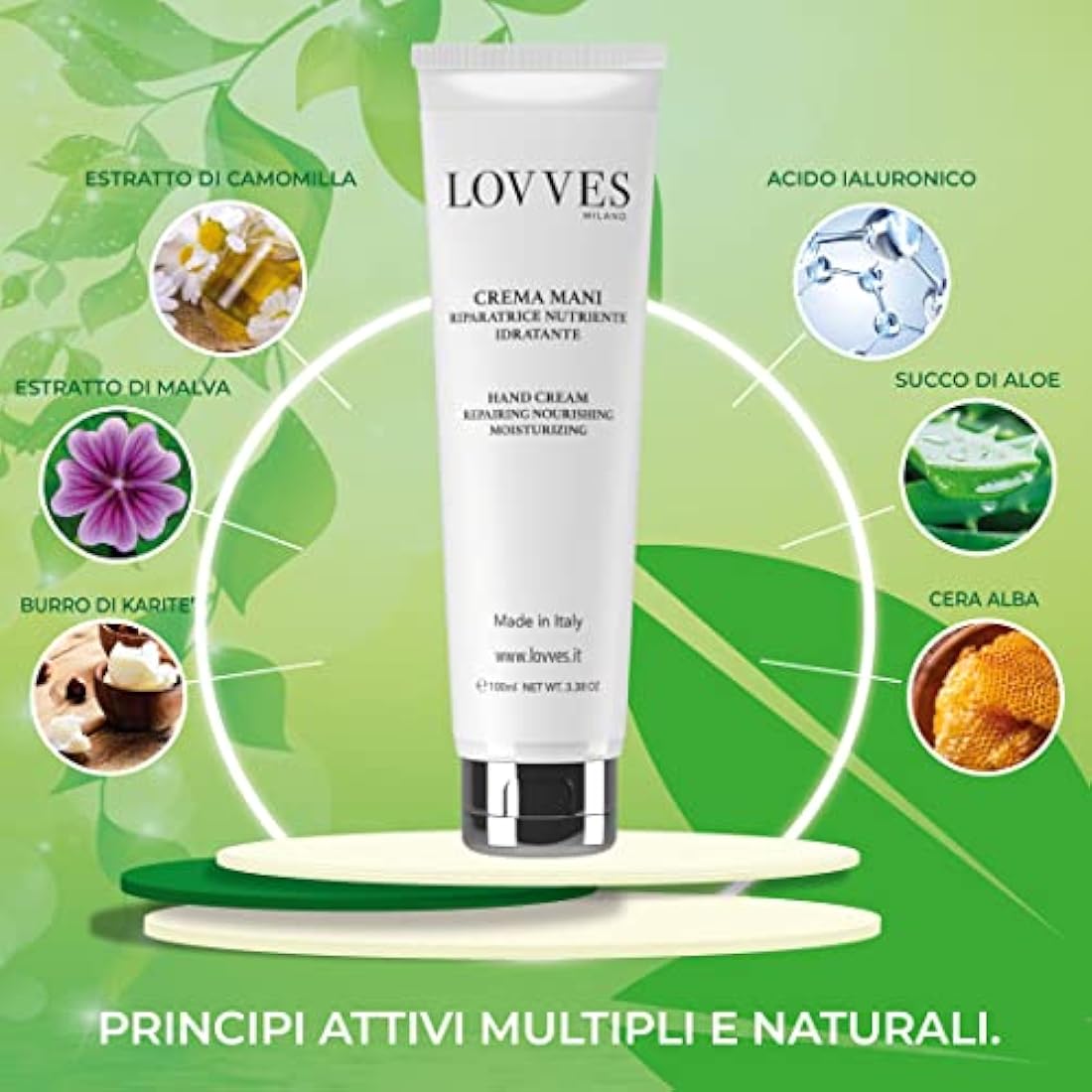 LOVVES Hand Cream, High Natural Cosmetics, Lifting Effect, Nourishing Moisturizing Repairer, Formulated as an Anti-Aging Treatment, Preserves the Young Appearance of Hands.100ml