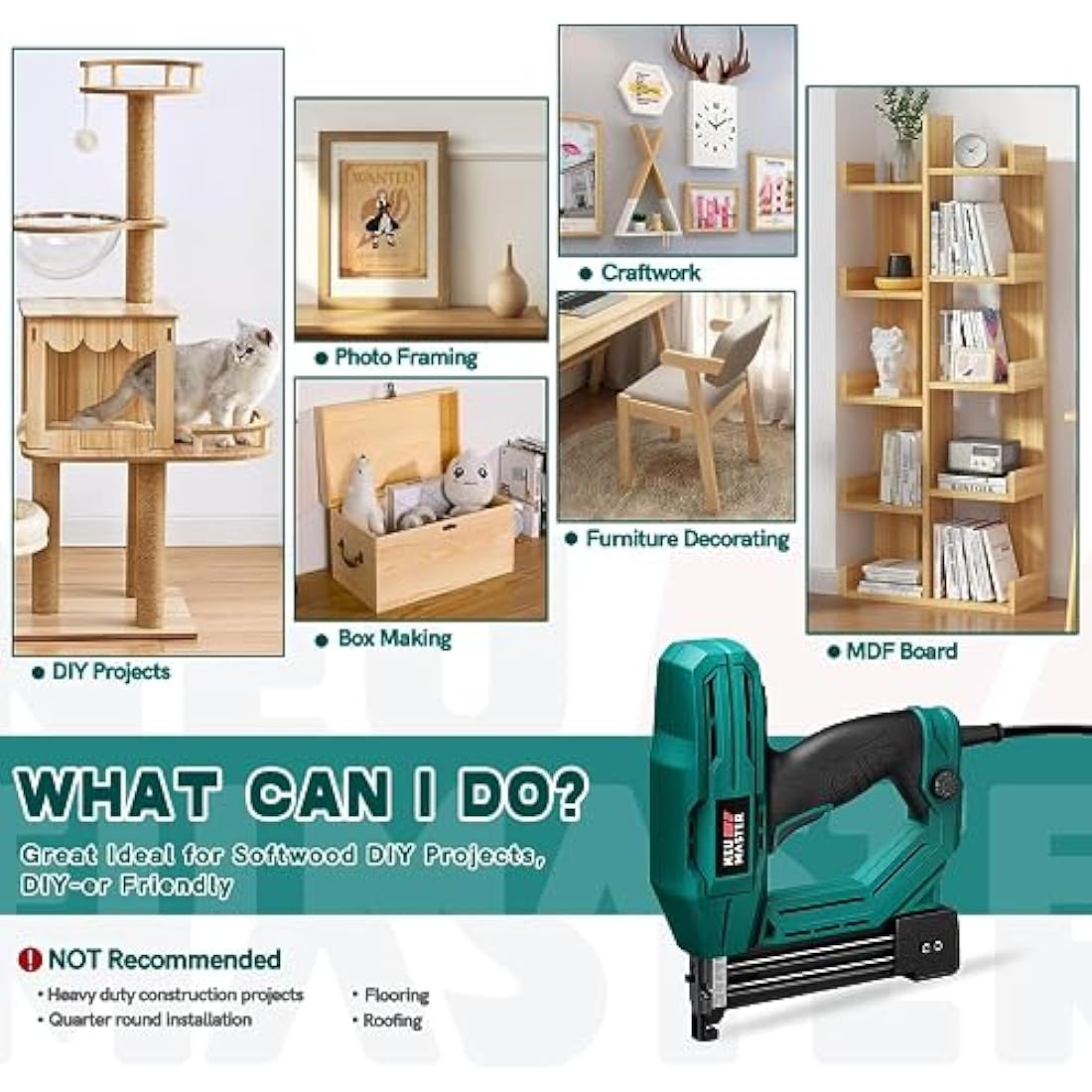 NEU MASTER Electric Brad Nailer, NTC0040-AU Electric Nail Gun/Staple Gun for DIY Project of Upholstery, Home Improvement and Woodworking