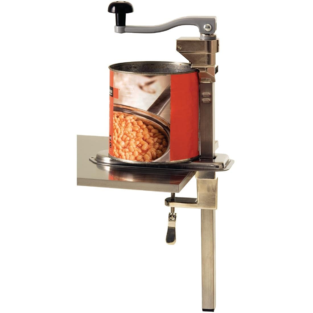 Vogue Bench Can Opener 530 mm / 21 inch, Stainless Steel, Cans up to 355 mm / 14 inch, Heavy Duty Tin Can Opener, Ultra-Sharp Blade, Attaches to