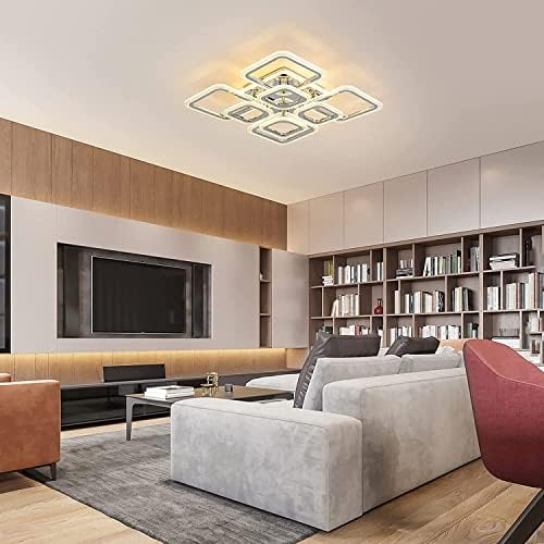 Qcyuui Modern Ceiling Light, Acrylic Flush Mount Led Ceiling Lights, Nordic Chandeliers with 8 Rectangles Lighting Fixture, 100W Chandelier Ceiling Lights Living Room Bedroom Dining Room Kitchen