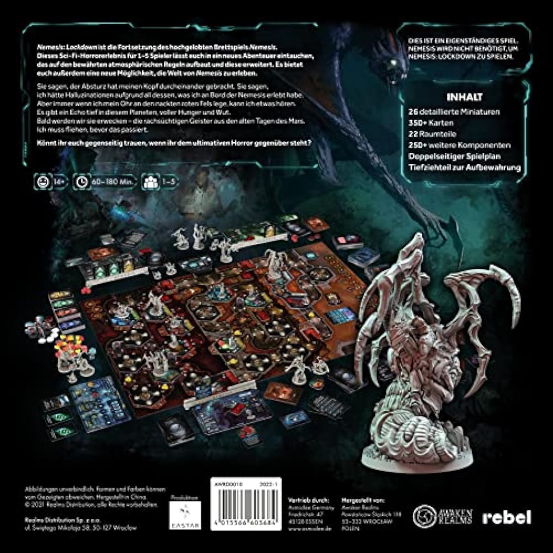 Awaken Realms Asmodee Nemesis: Lockdown, Dungeon Crawler Expert Game, 1-5 Players, From 14+ years, 60-180 Minutes, Language: German