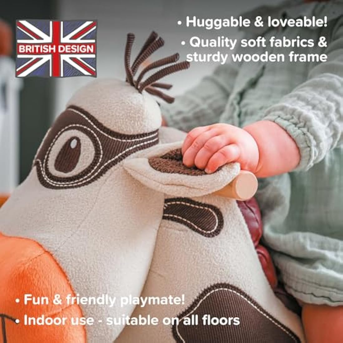 Little Bird Told Me - Moobert Cow Award Winning Ride On Toy for Toddler 12+ Months Unisex - Soft Animal Toy on Wheels, Wooden Frame, Wipe Clean Supportive Seat - British Brand Since 2007