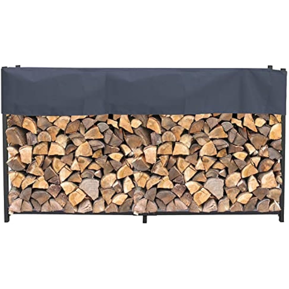QUICK STAR Metal Firewood Rack Anthracite 200 x 25 x 115 cm Garden Firewood Shelter 0,8 m³ / 1 SRM Stacking Aid Outdoor with Weather Protection Gray